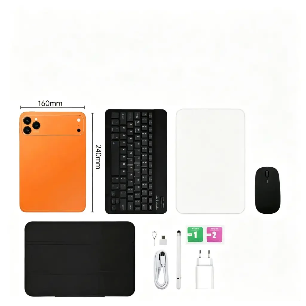 Tablet 10.1" Android 13 128GB(ROM)+ 6GB RAM com Teclado, Mouse, Capa e Caneta Stylus – Dual SIM