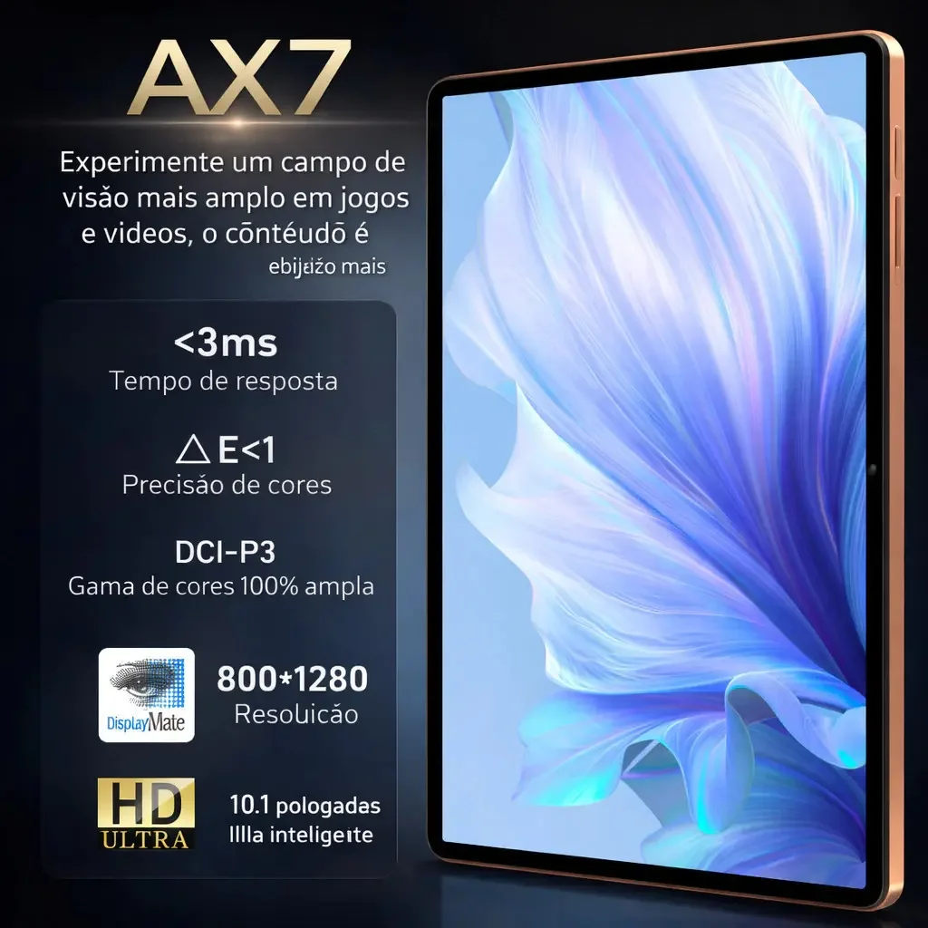 Tablet 10.1" Android 13 128GB(ROM)+ 6GB RAM com Teclado, Mouse, Capa e Caneta Stylus – Dual SIM