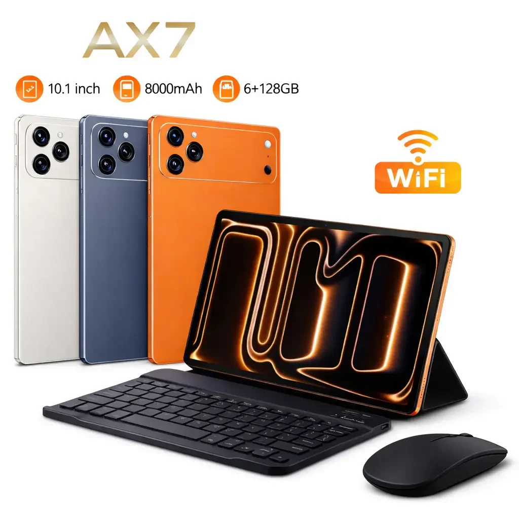 Tablet 10.1" Android 13 128GB(ROM)+ 6GB RAM com Teclado, Mouse, Capa e Caneta Stylus – Dual SIM