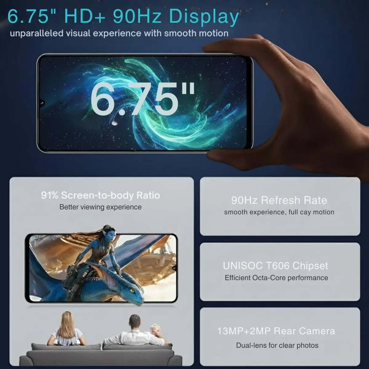 UMIDIGI Nota 90/90A 18W carga rápida 7.9mm espessura 4GB + 256GB