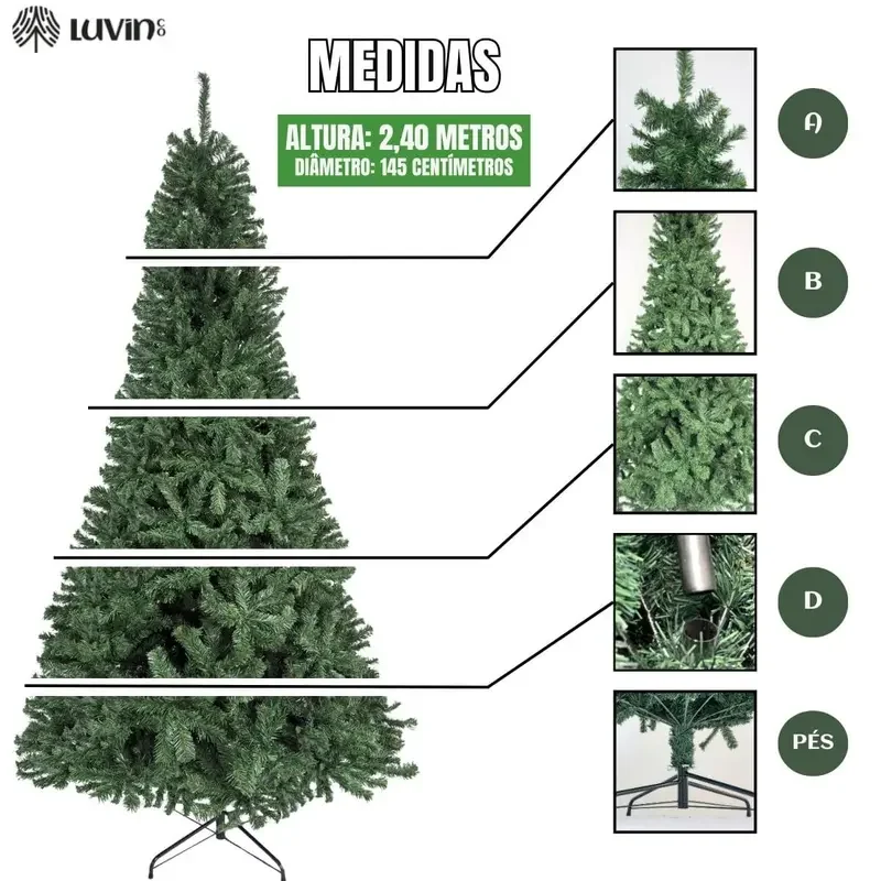 Árvore De Natal Pinheiro Tradicional Luxo Cheia Decoração 1.5m/1.8m/2.1m/2.4m/2.7m/3m