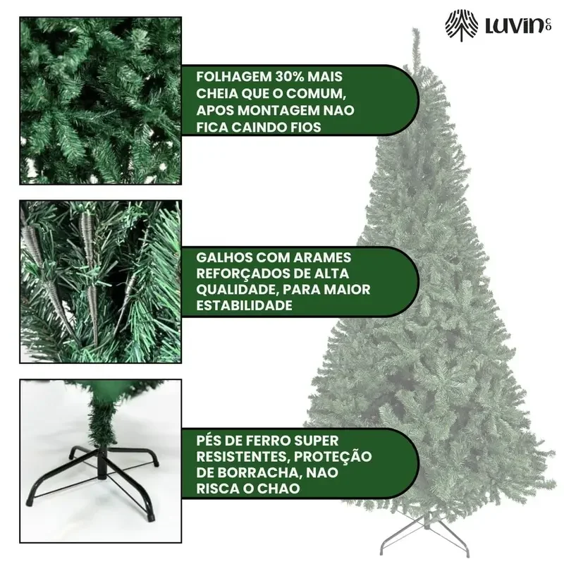 Árvore De Natal Pinheiro Tradicional Luxo Cheia Decoração 1.5m/1.8m/2.1m/2.4m/2.7m/3m
