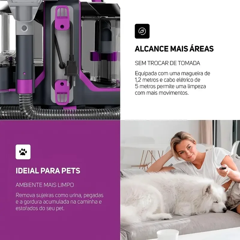 Extratora de Sujeira WAP Portátil Spot Cleaner W3 Borrifa Esfrega e Extrai 1450W