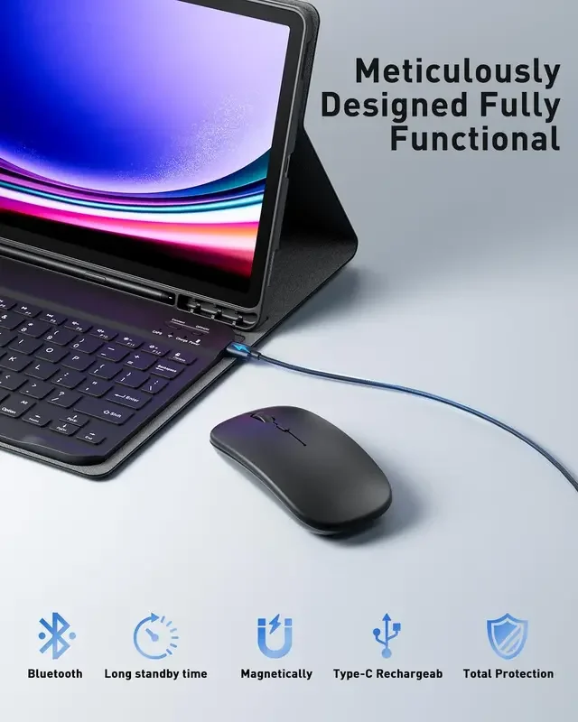 Tablet Android 14 12GB RAM 512GB ROM com Teclado e Mouse, 8000mAh, 5G WiFi, Tela HD