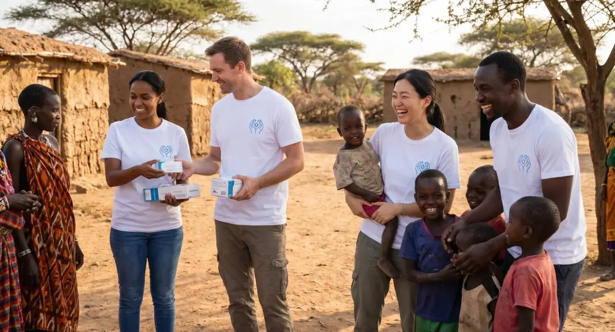 One Hope Foundation team delivering supplies in African village